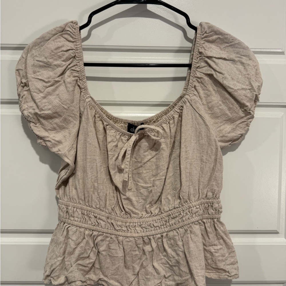 Dotti Beige Puff Sleeve Blouse
